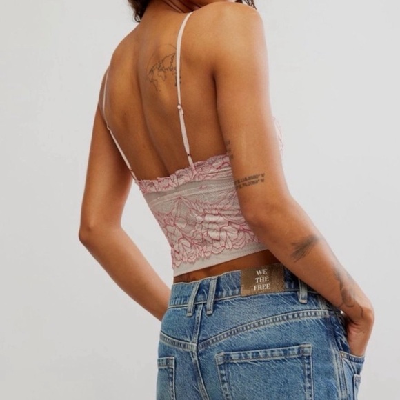 FREE PEOPLE Double Date Cami Camisole Tank Top Blush Red Combo Sz S NWOT - Picture 4 of 13